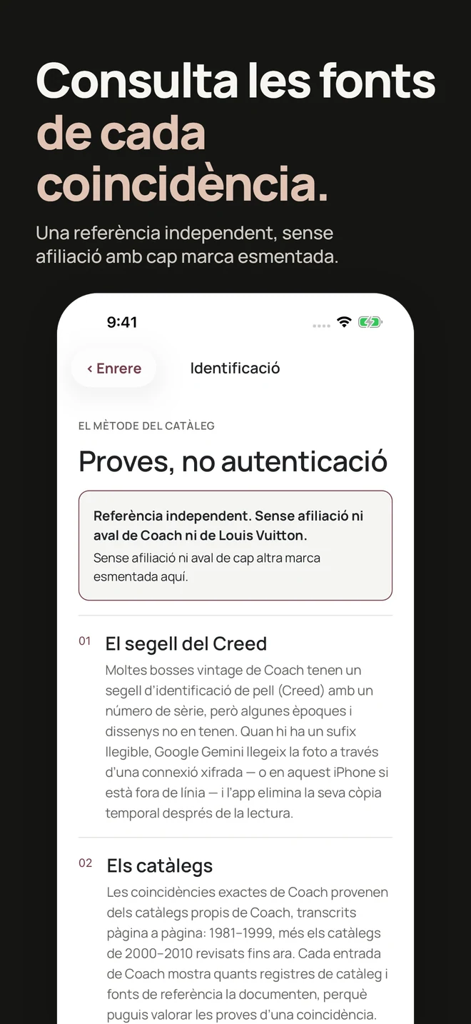 Consulta les fonts de cada coincidència. Una referència independent, sense afiliació amb cap marca esmentada.