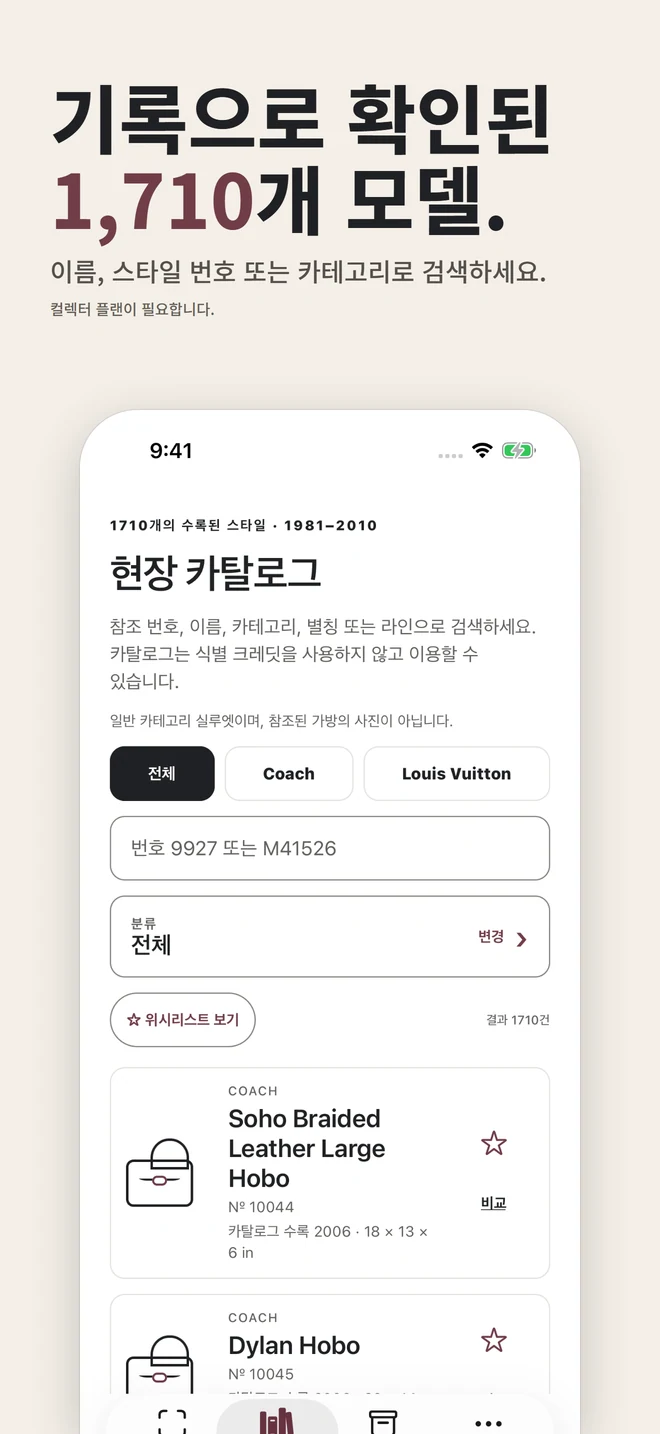 기록으로 확인된 1,710개 모델. 이름, 스타일 번호 또는 카테고리로 검색하세요. 컬렉터 플랜이 필요합니다.