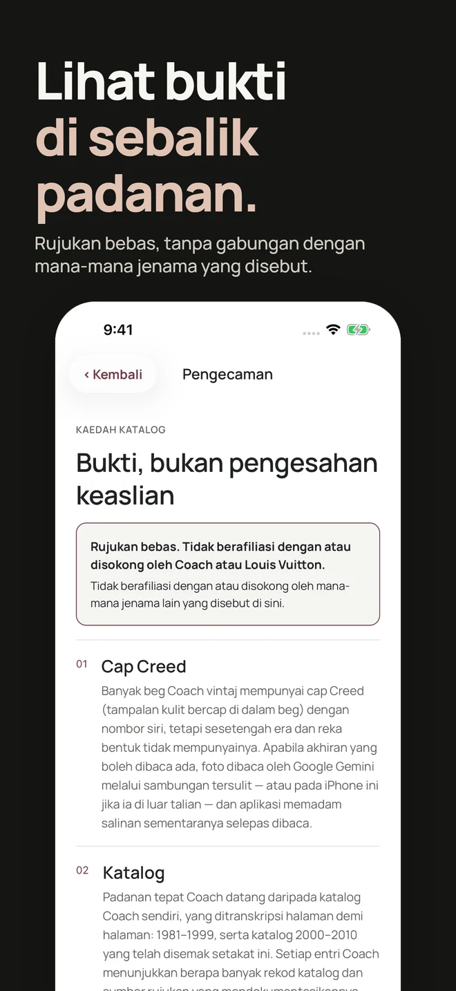Lihat bukti di sebalik padanan. Rujukan bebas, tanpa gabungan dengan mana-mana jenama yang disebut.