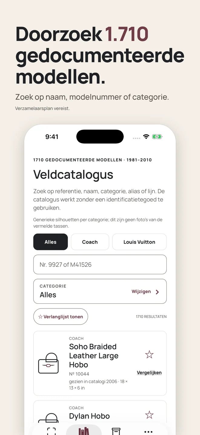 Doorzoek 1.710 gedocumenteerde modellen. Zoek op naam, modelnummer of categorie. Verzamelaarsplan vereist.